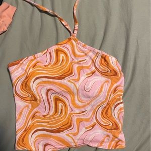 hollister tie around neck crop top